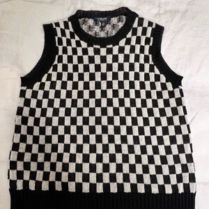 MaxMara Black and White Checkered Crewneck Sweater